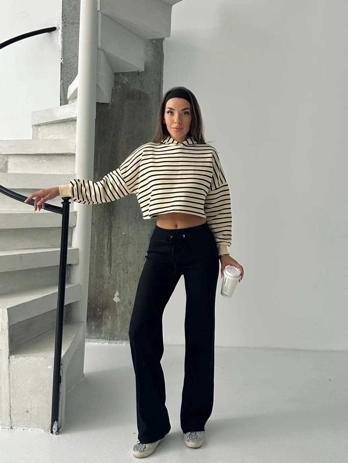 Fit comfort siyah salaş pantolon