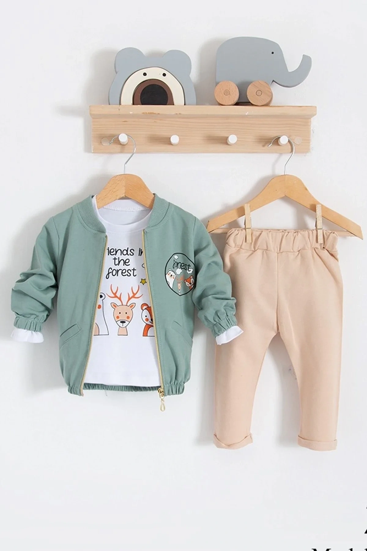 Forest Hırkalı 3lü % 100 Pamuk Erkek Bebek Takımı