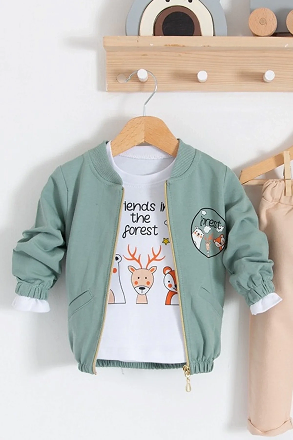 Forest Hırkalı 3lü % 100 Pamuk Erkek Bebek Takımı