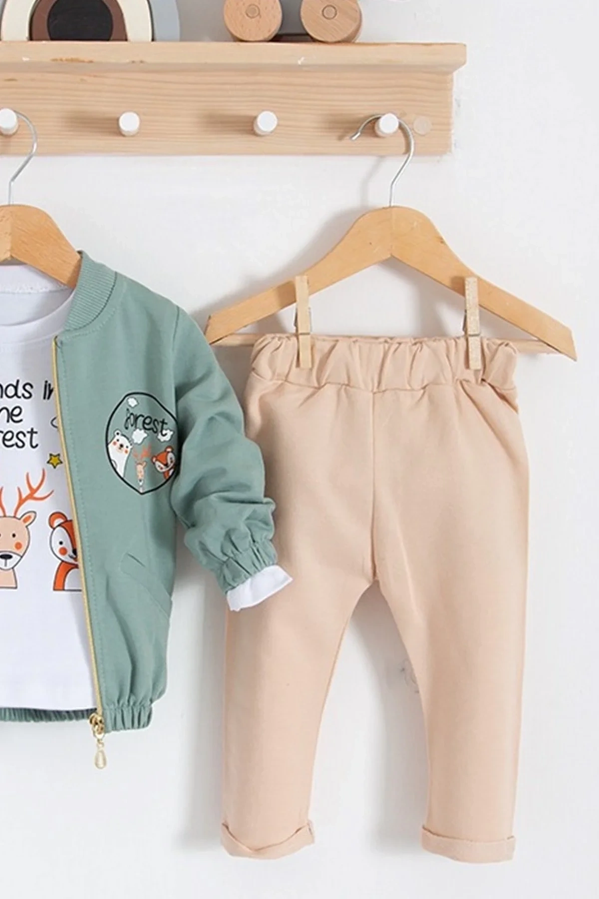 Forest Hırkalı 3lü % 100 Pamuk Erkek Bebek Takımı