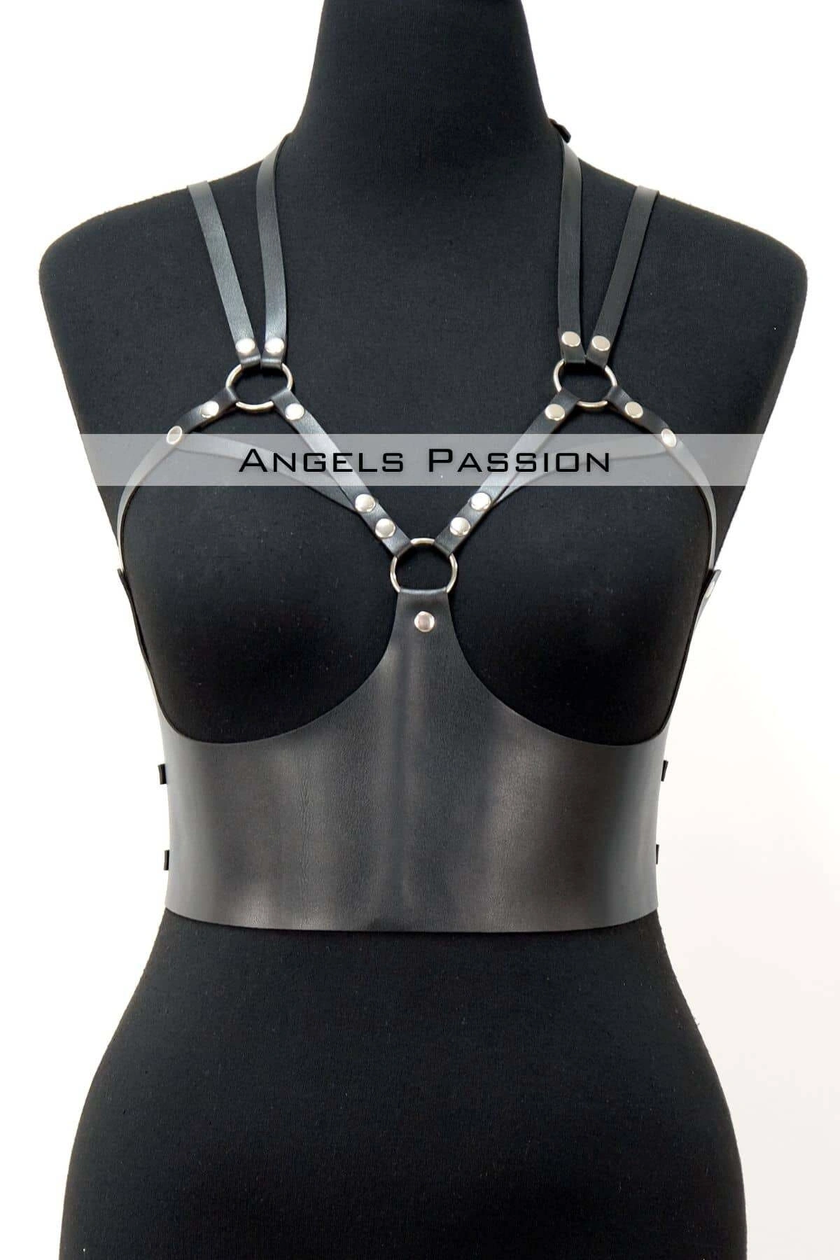 Göğüs Detaylı Deri Harness Büstiyer, Şık Deri Korse - Brf872