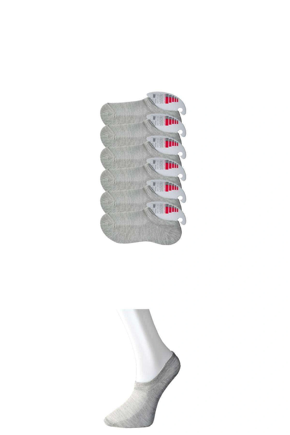 Gri Kadın Görünmez Çorap 6 Çift