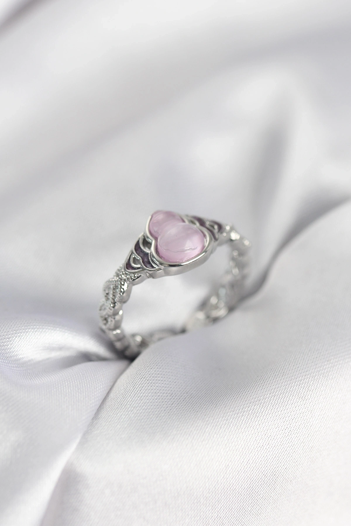 Gümüş Renk Pembe Damla Model Kadın Yüzük