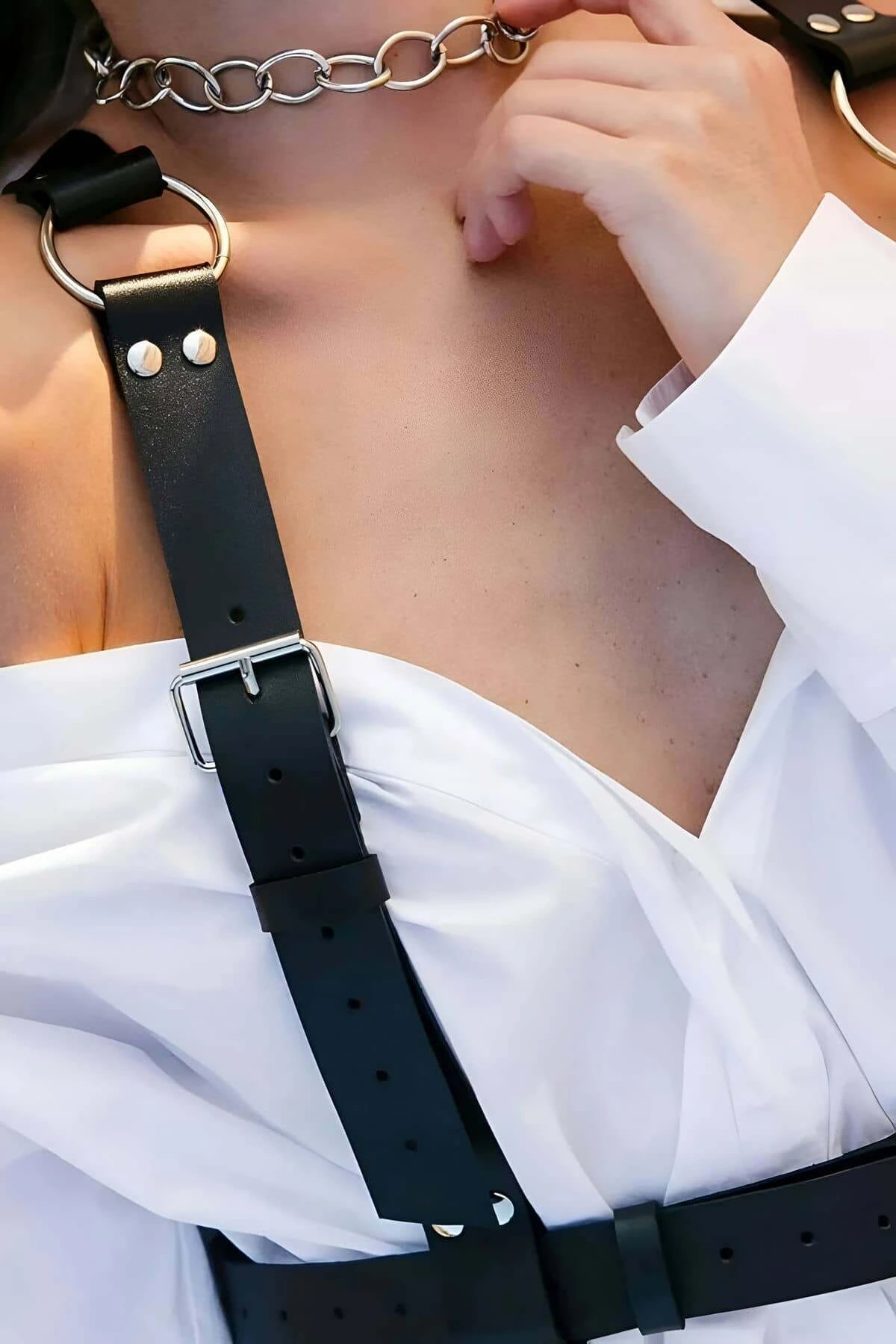 Halka Detaylı Omuzdan Askılı Ayarlanabilir Şık Deri Kemer - Brf650