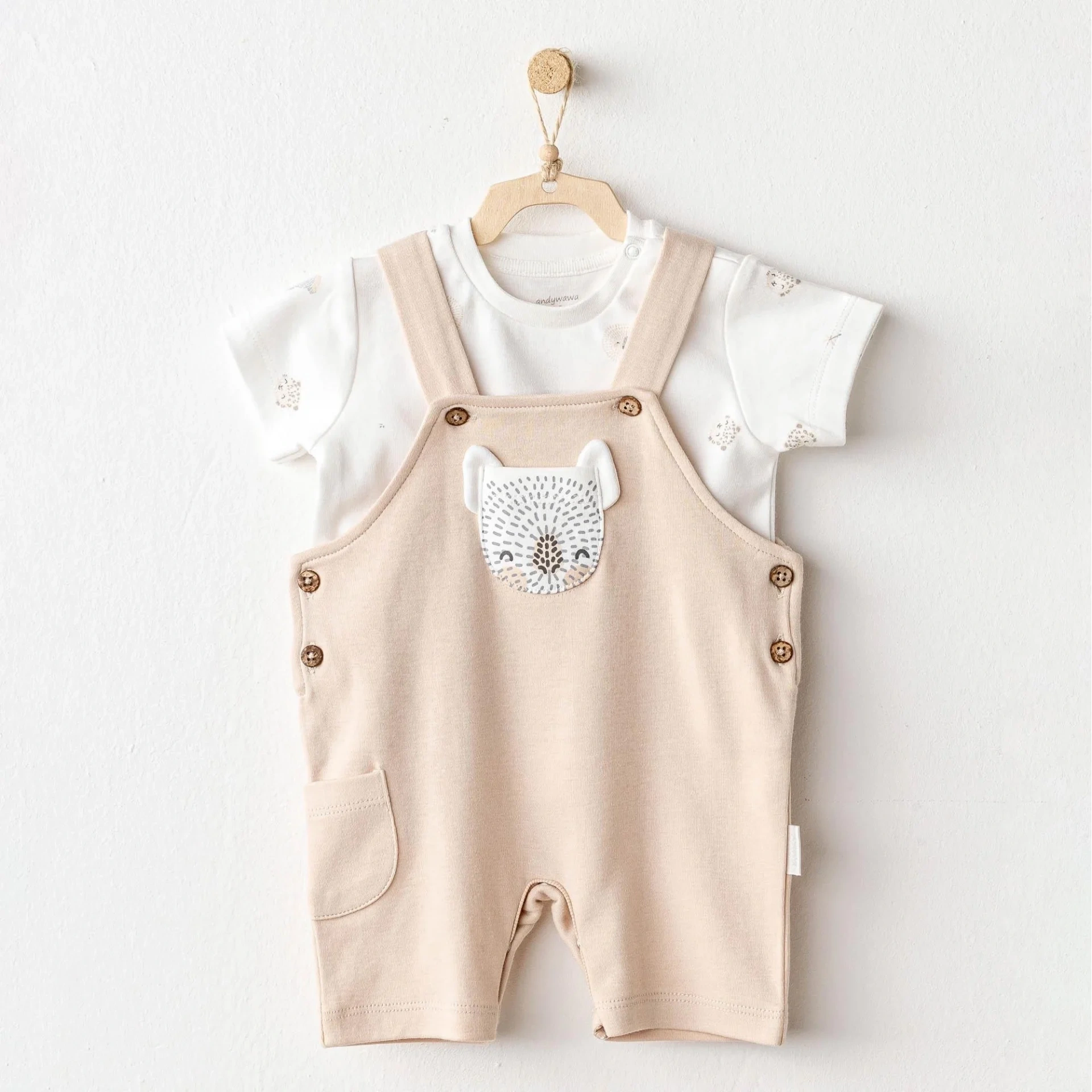 Happy Animals Bebek Salopet Takım Beige