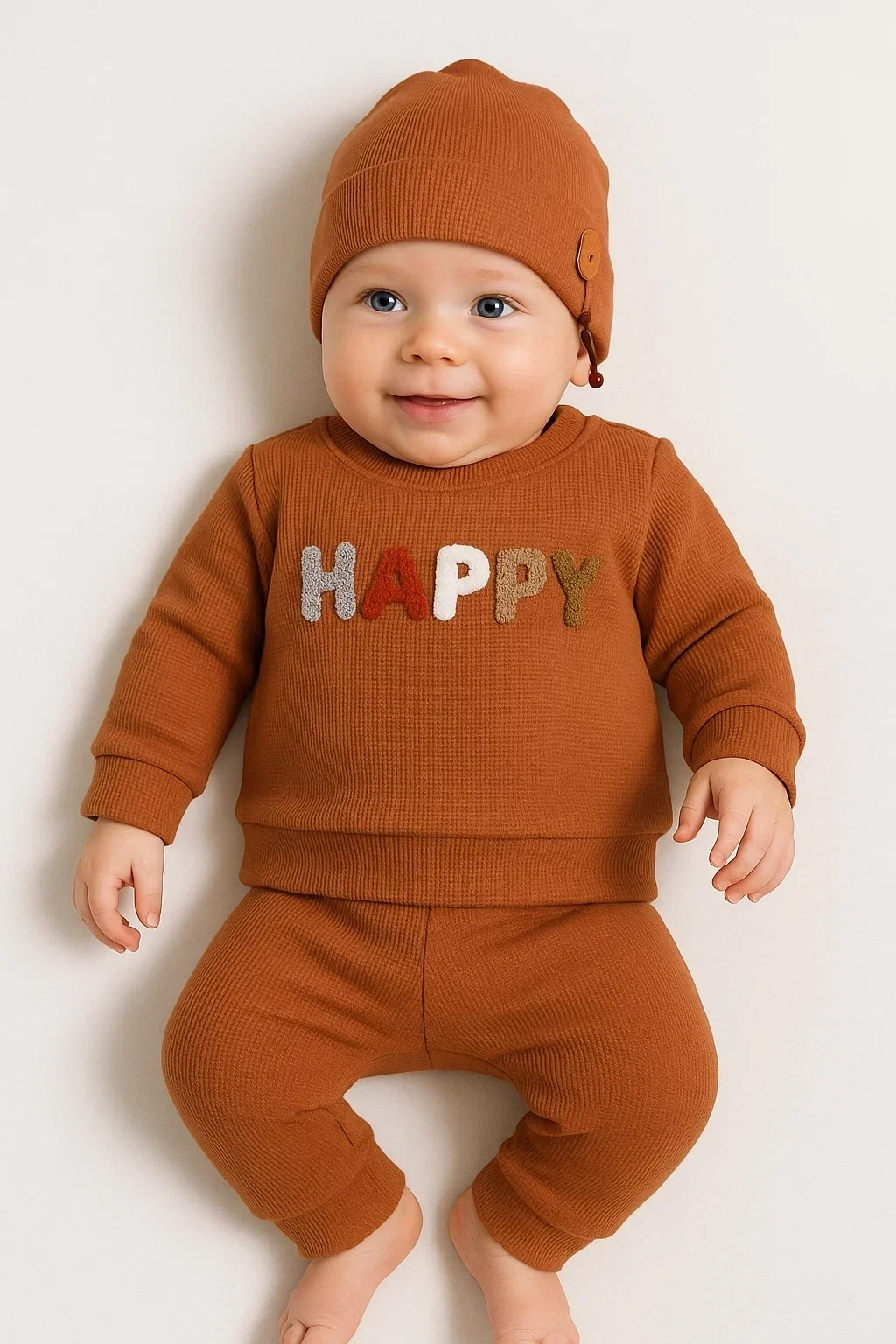 Happy Nakışlı 2li Pamuklu Erkek Bebek Takım