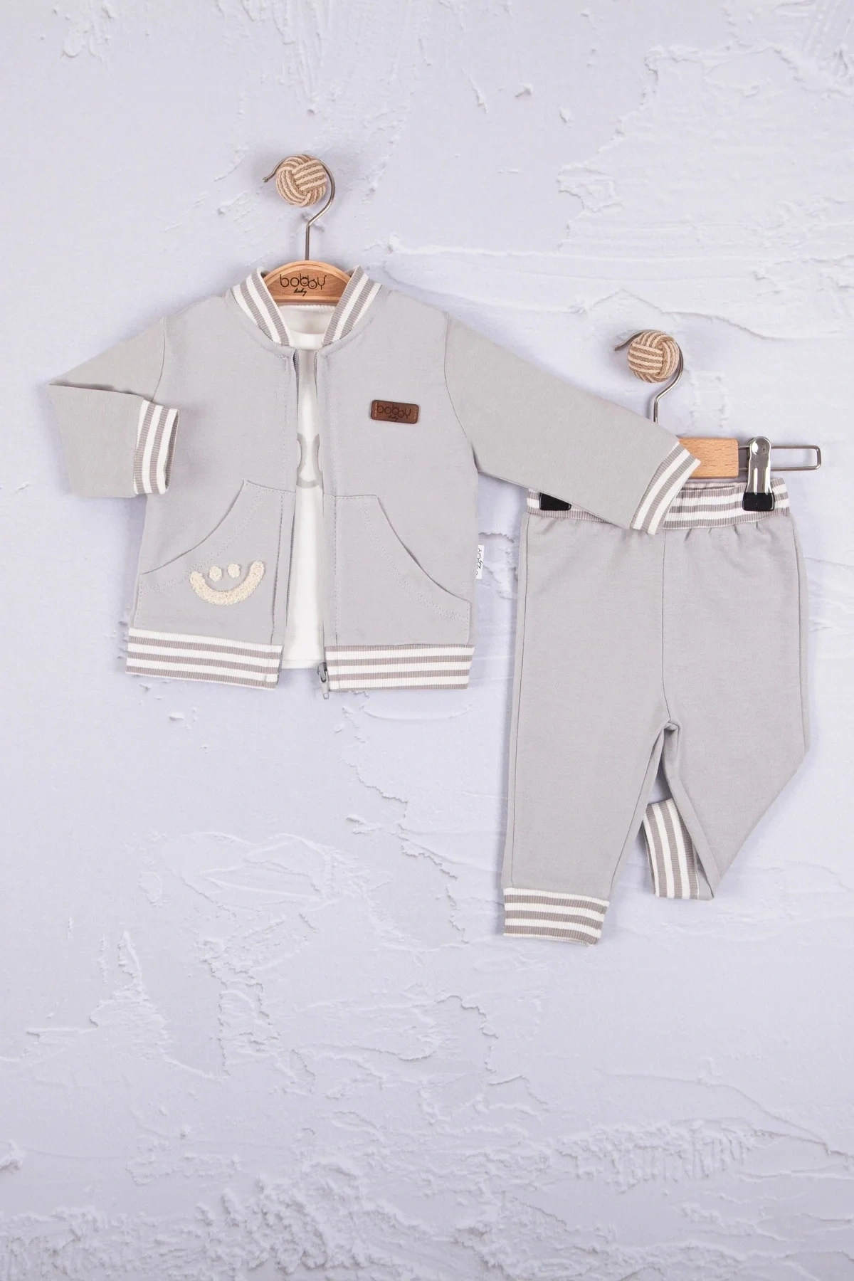 Hello Nakışlı % 100 Pamuk 3lü Erkek Bebek Takımı