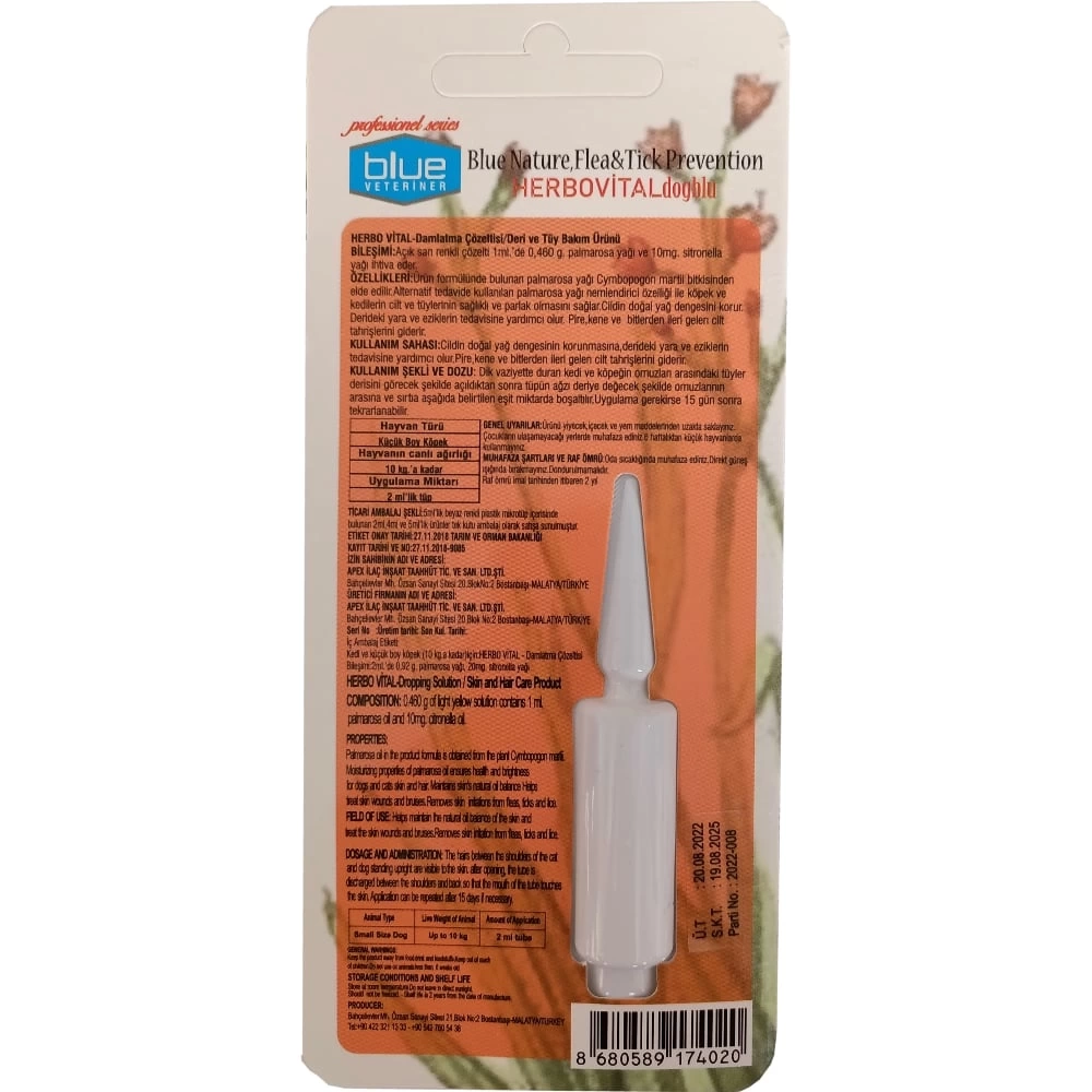 Herbiovital Bitkisel Köpek Damlası 2 ml ( 1-10 kg )