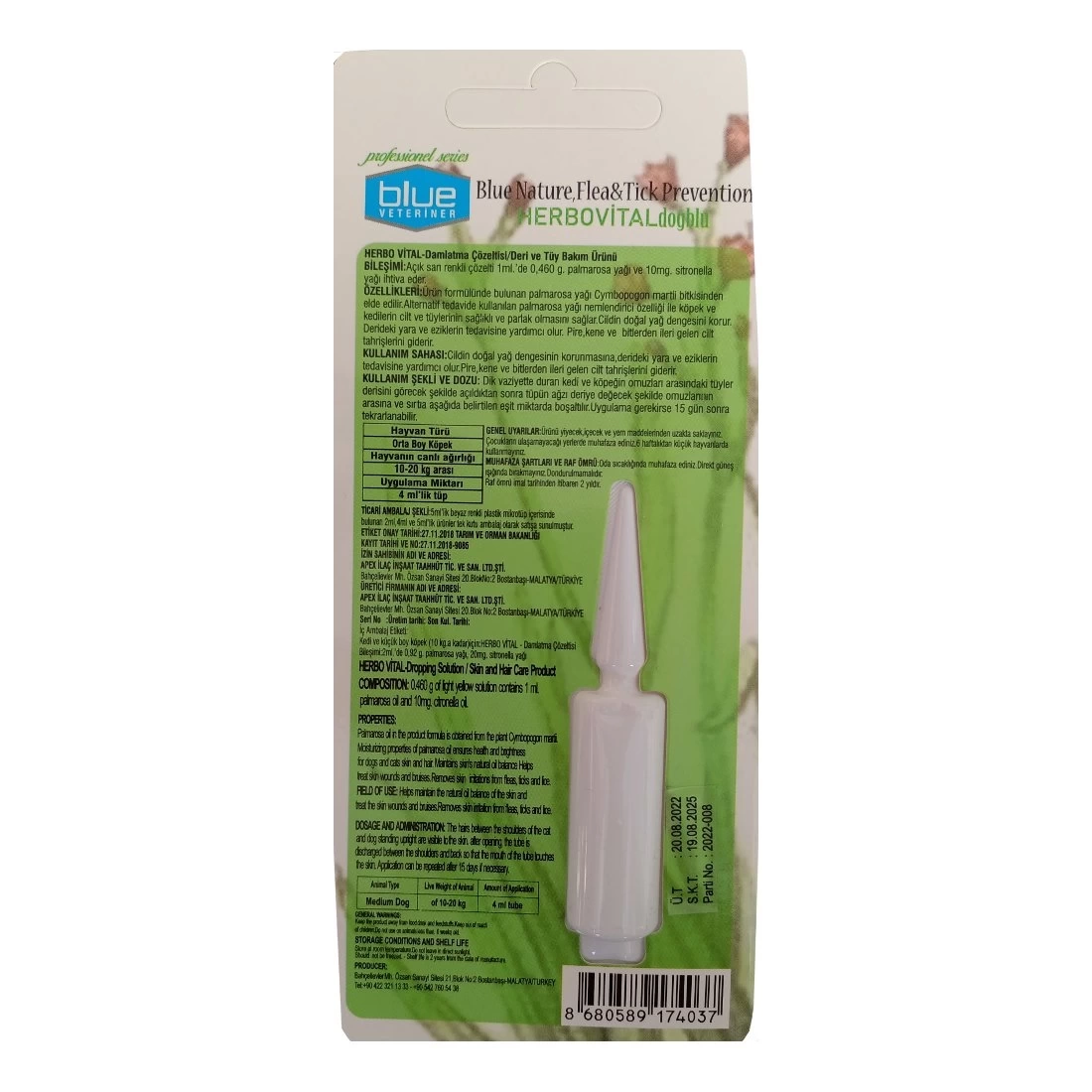 Herbiovital Bitkisel Köpek Damlası 4 ml ( 10-20 kg )