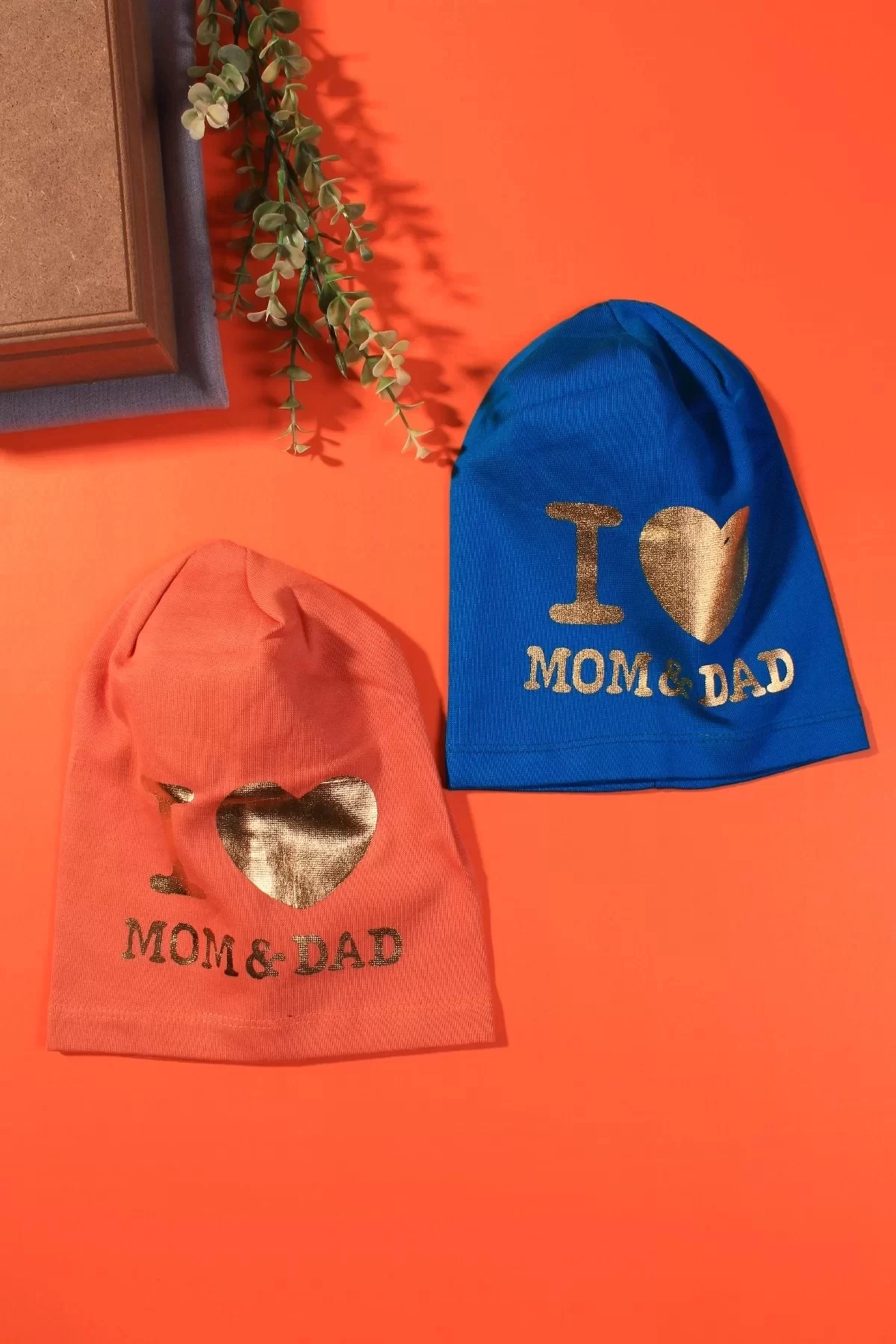 I Love Mom Dad 2-4 Yaş Erkek Çocuk Şapkası 2li Paket