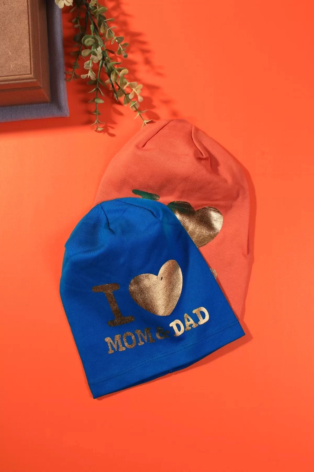 I Love Mom Dad 2-4 Yaş Erkek Çocuk Şapkası 2li Paket