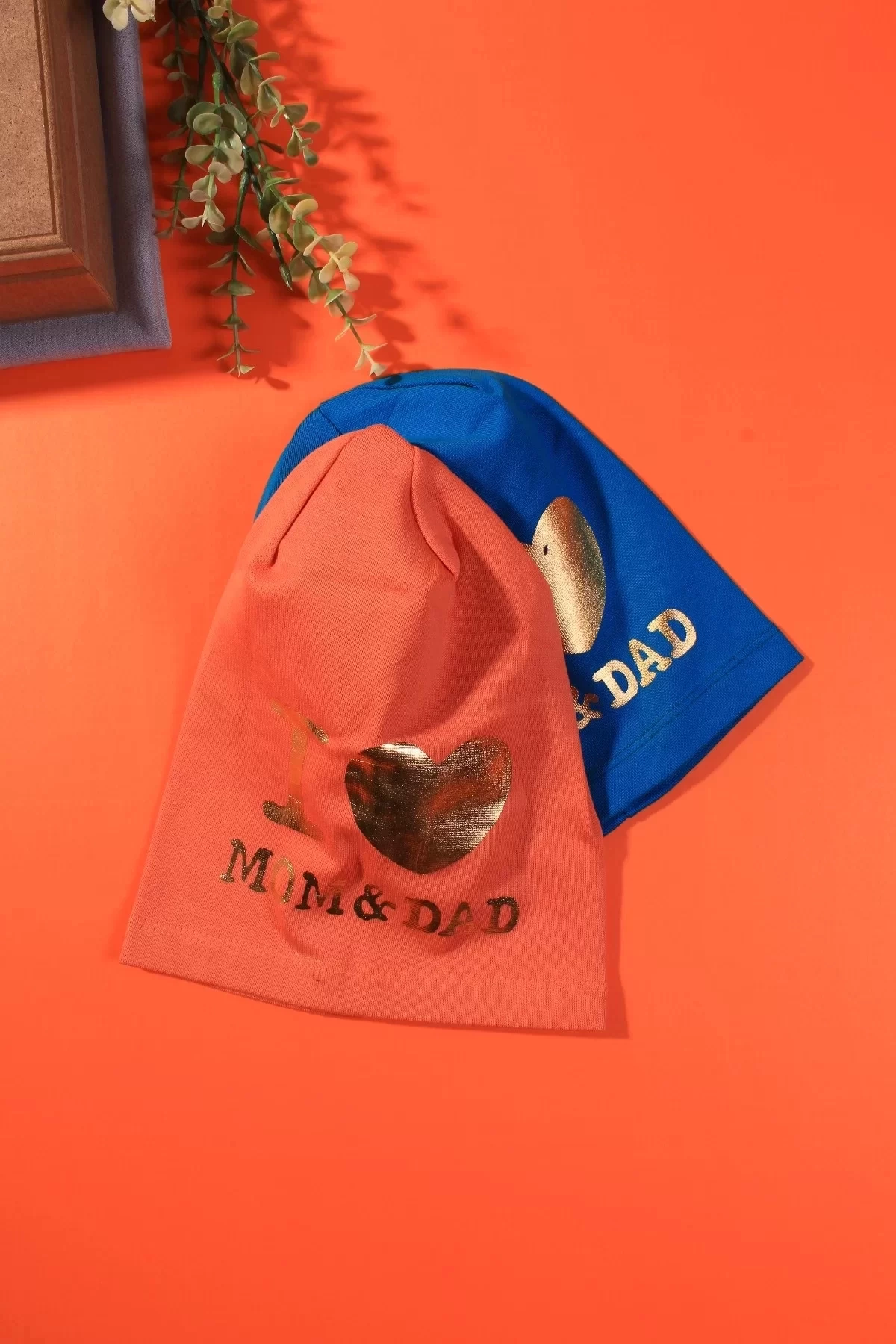 I Love Mom Dad 2-4 Yaş Erkek Çocuk Şapkası 2li Paket