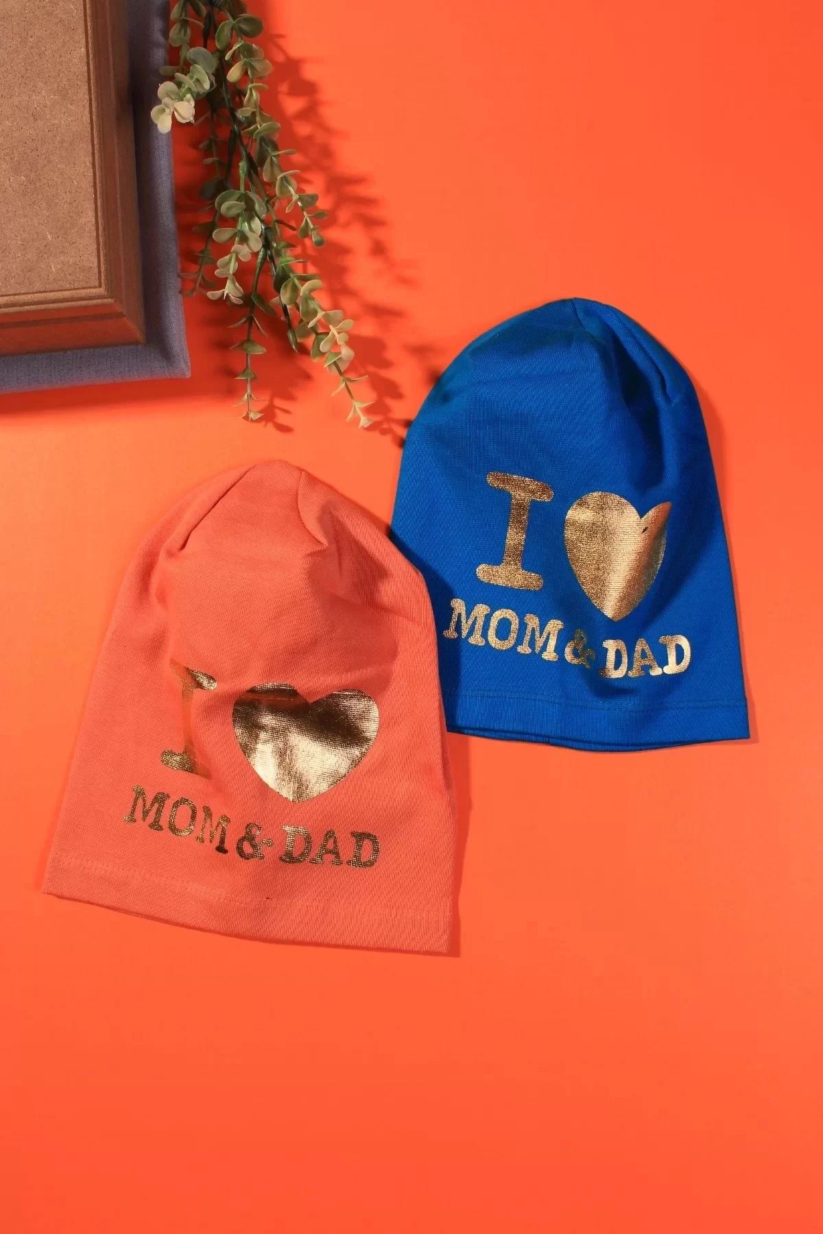 I Love Mom Dad 2-4 Yaş Erkek Çocuk Şapkası 2li Paket