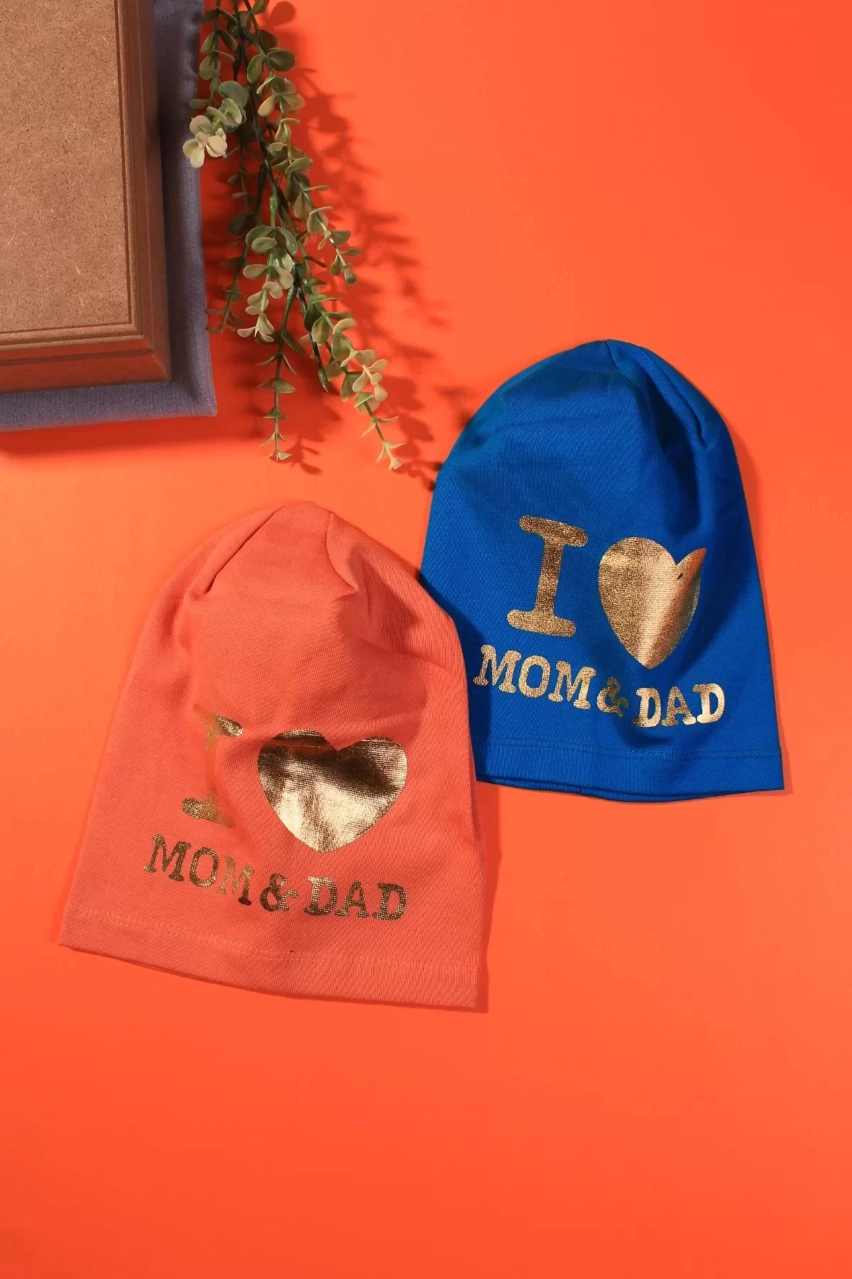 I Love Mom Dad 2-4 Yaş Erkek Çocuk Şapkası 2li Paket