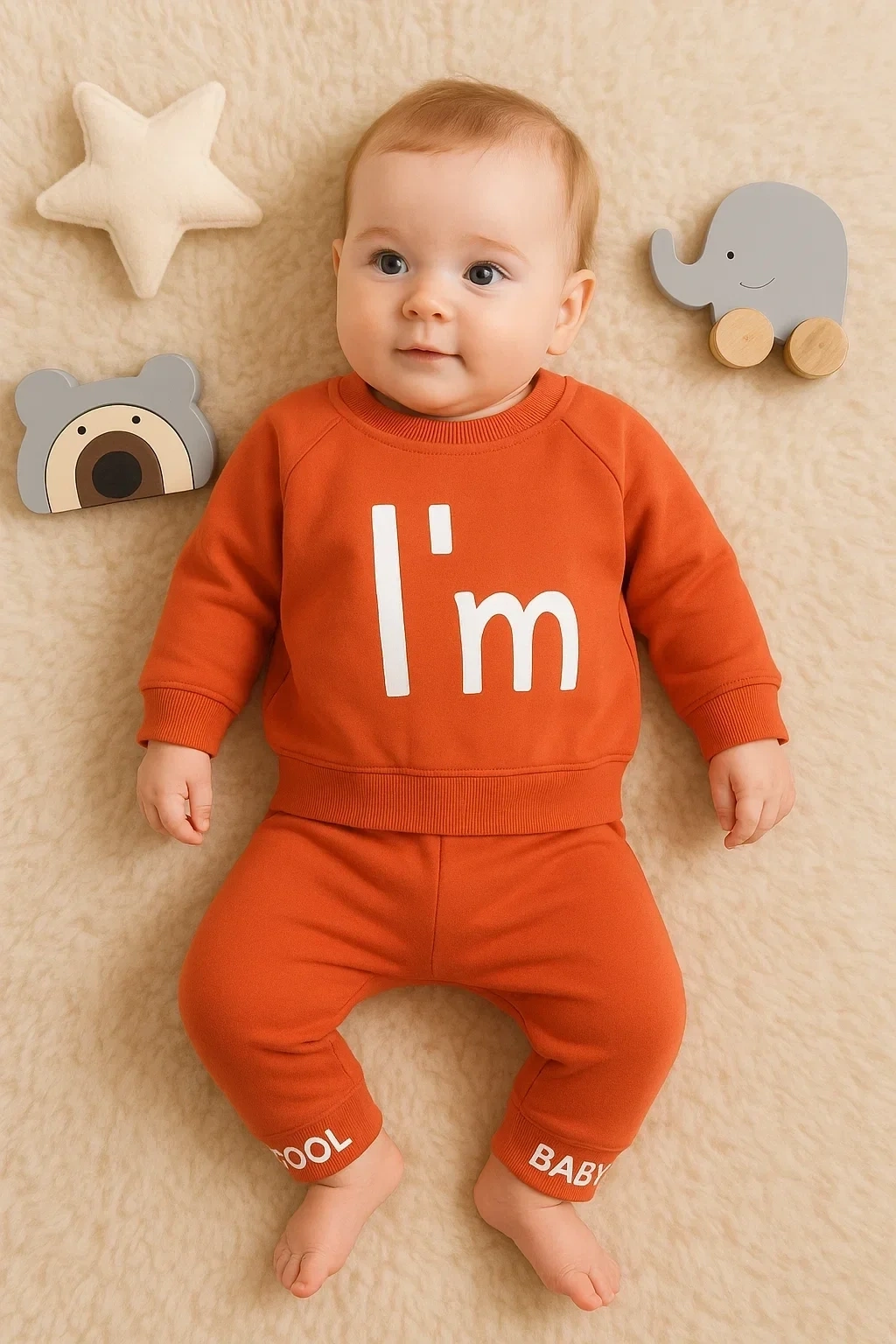 Im Cool Desenli Pamuklu 2li Kız Bebek Takımı