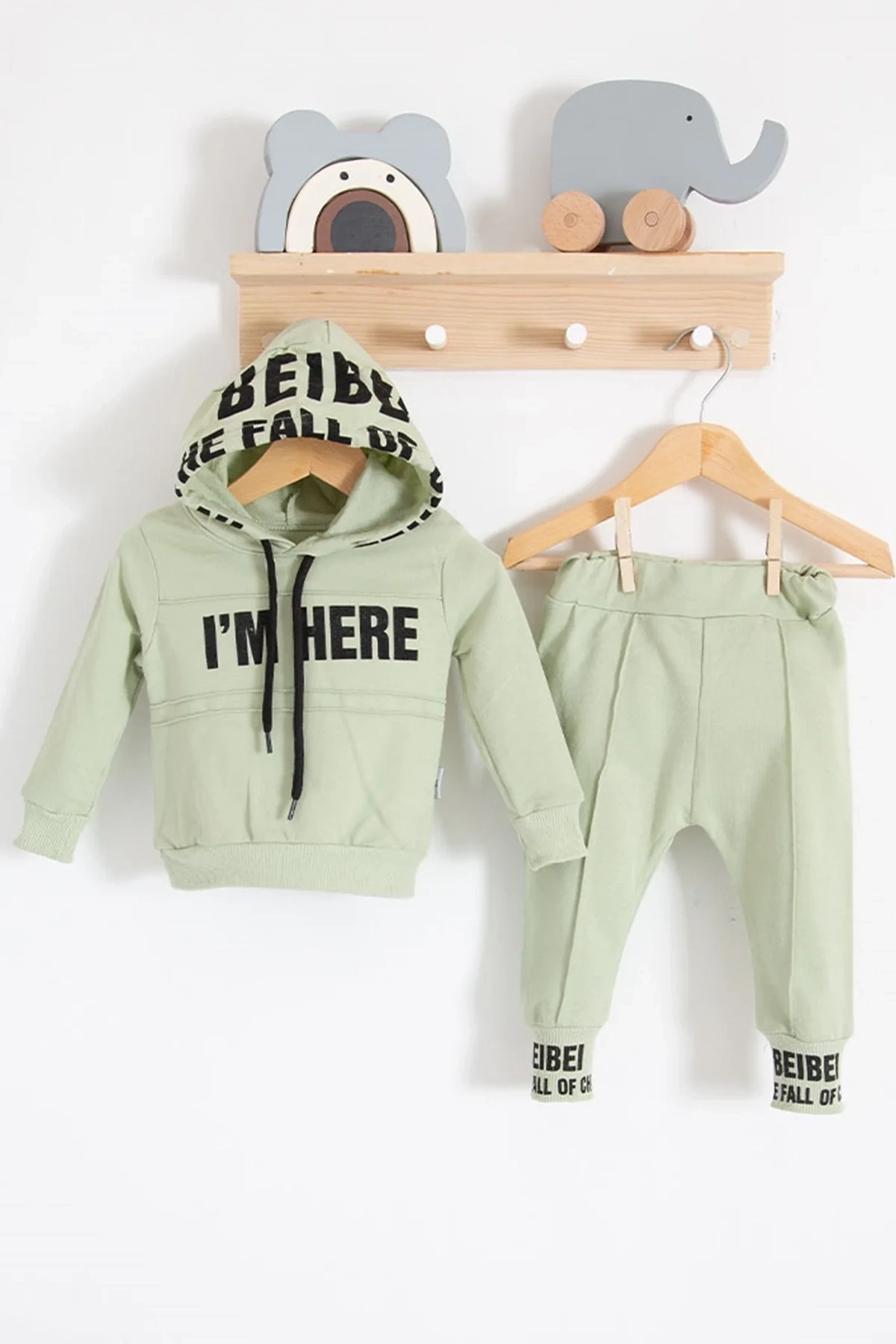 Im Here Desenli 2li % 100 Pamuk Erkek Bebek Takımı