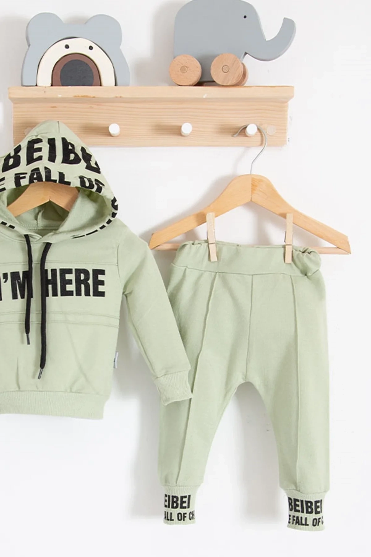 Im Here Desenli 2li % 100 Pamuk Erkek Bebek Takımı