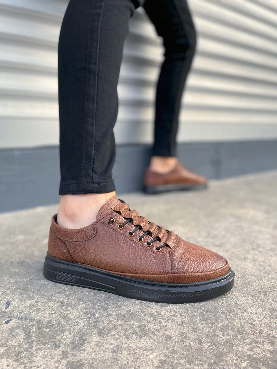 JY0535 Prime Bağcıklı Cilt Erkek Günlük Sneaker Ayakkabı CST - Taba