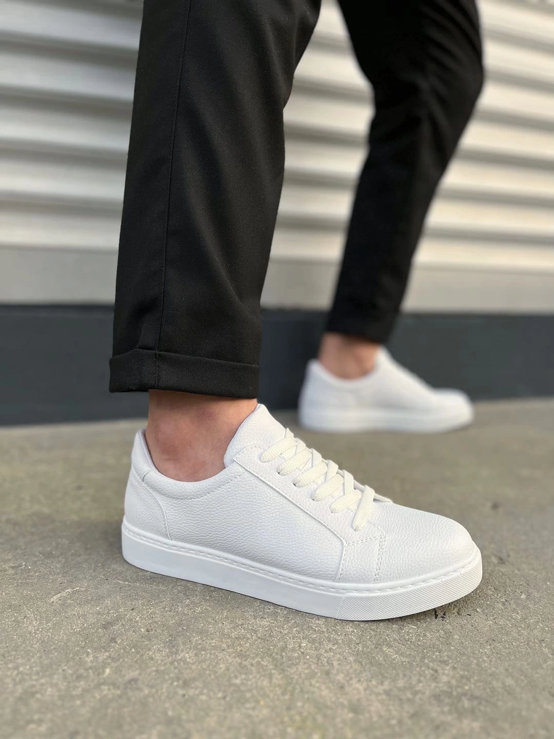 JY165 Elite Bağcıklı Cilt Erkek Günlük Sneaker Ayakkabı CBT - Beyaz