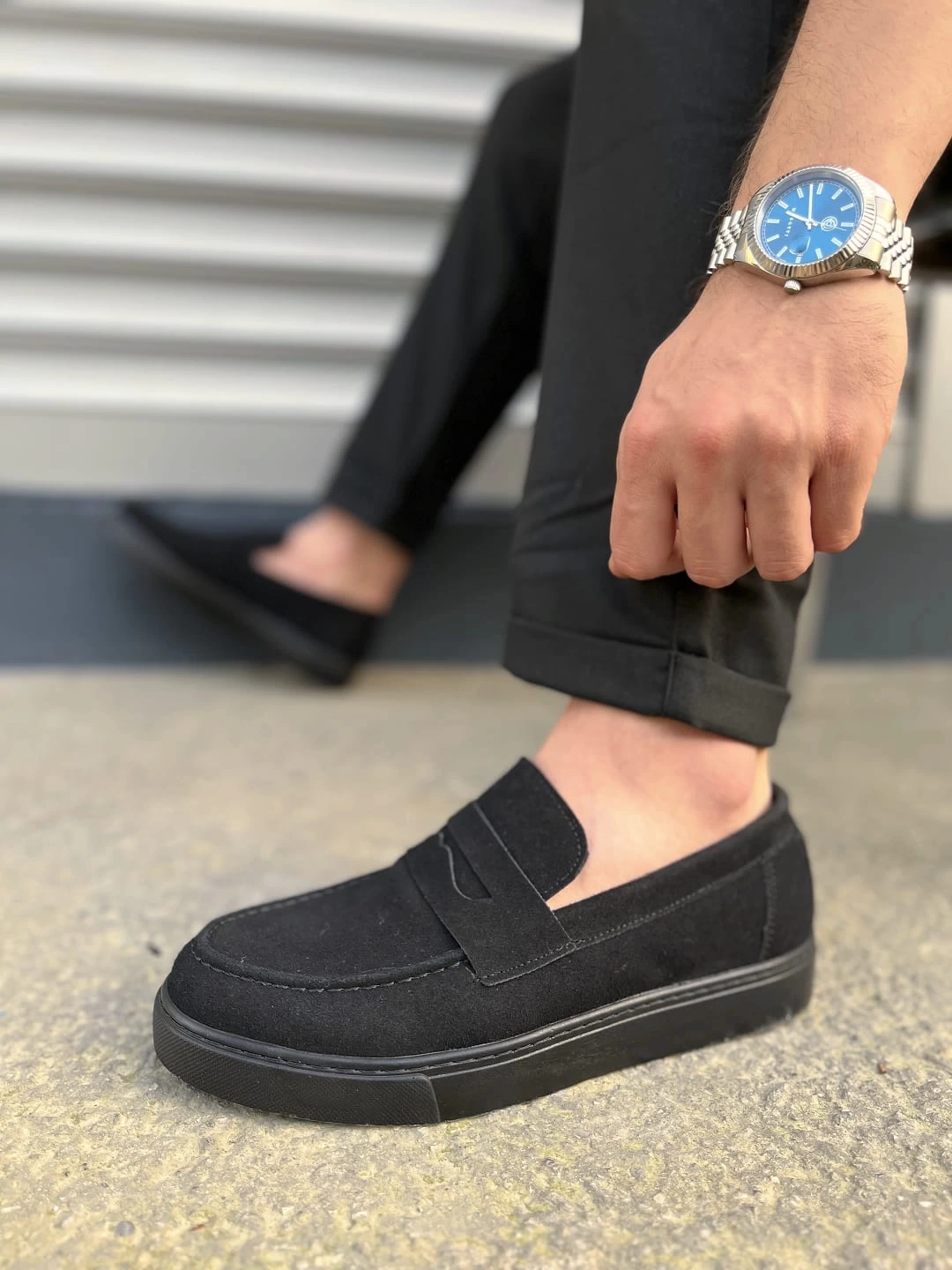 JY180 Estilo X Bağcıksız Süet Erkek Günlük Spor Klasik Ayakkabı SST - Siyah