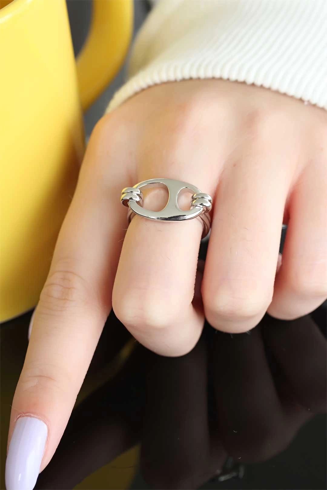 Kararmaz Çelik Ayarlamalı Silver Renk Kadın Yüzük