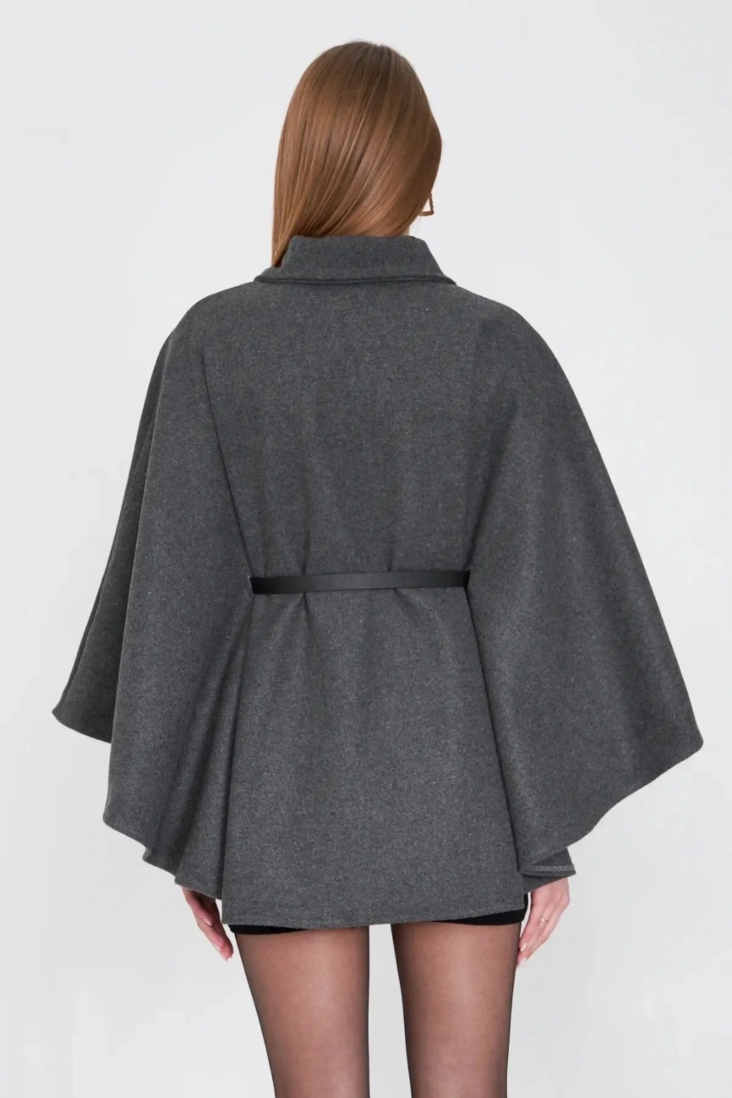 Kemerli kaşe panço antrasit pt