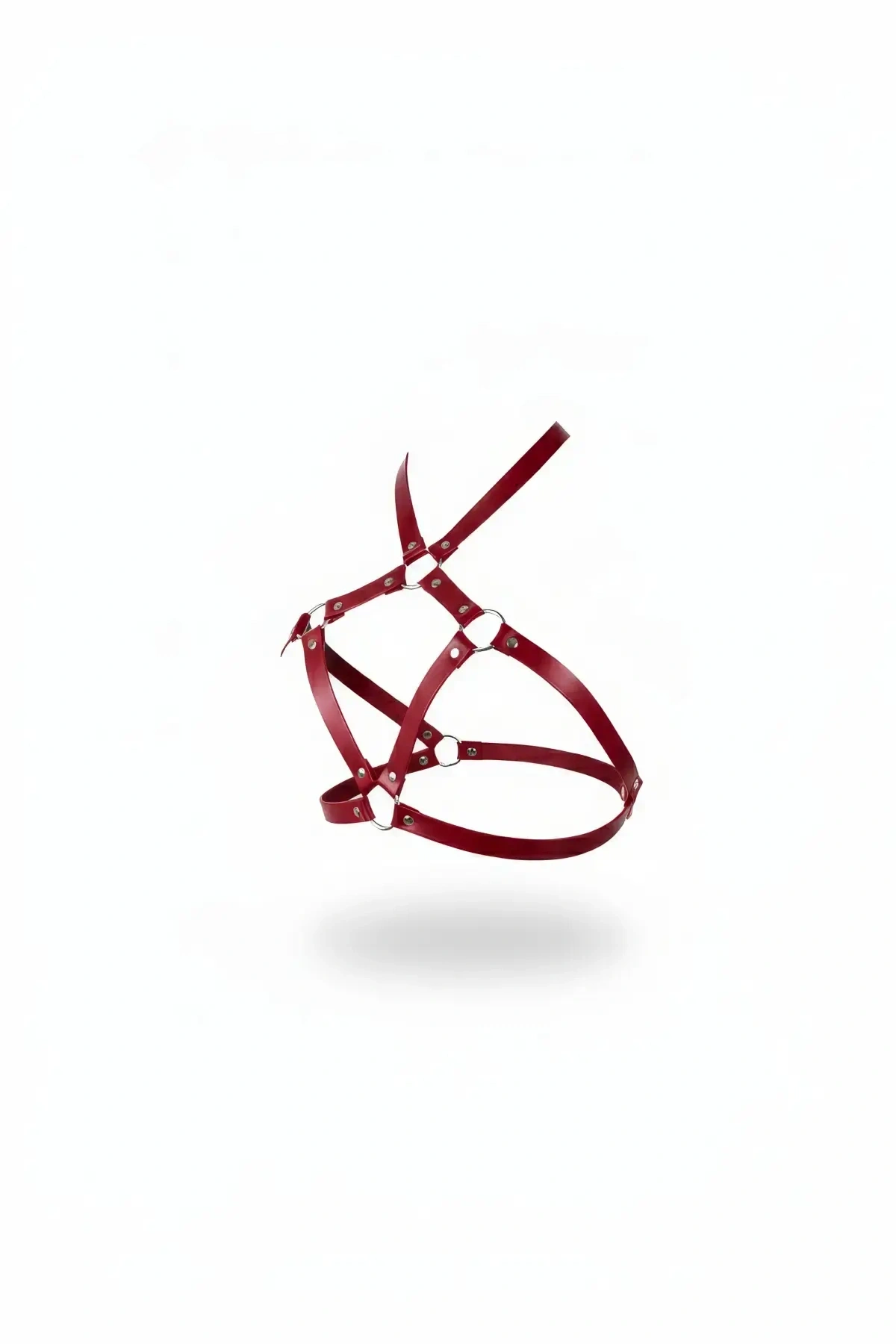 Kırmızı Göğüs Harness Deri Halka Detaylı Vücut Aksesuarı - Brf231