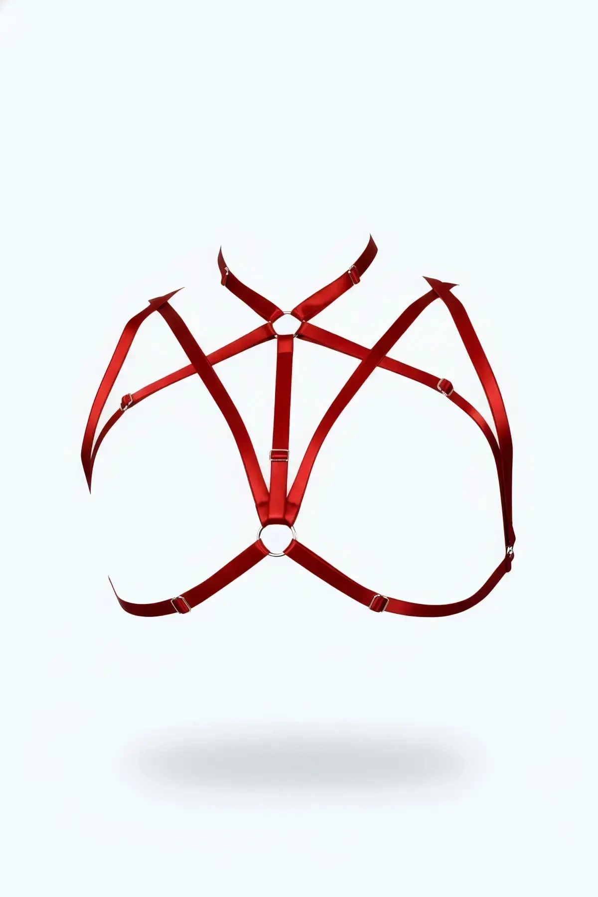 Kırmızı Göğüs Harness Saten Kumaş Ayarlanabilir Çapraz Bantlı - Brf166