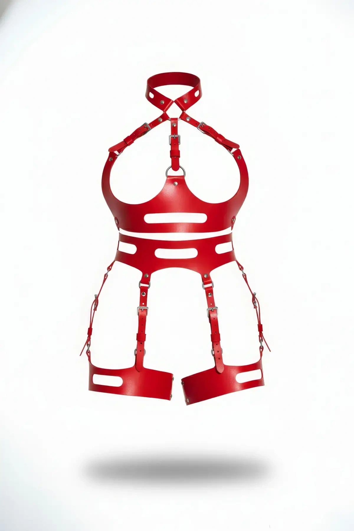 Kırmızı Jartiyer Harness Deri Ayarlanabilir Tokalı Vücut Kemerleri - Brf1302