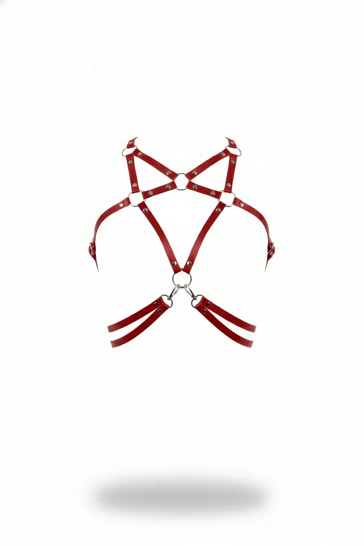 Kırmızı Kadın Kemer Deri Halka Detaylı Vücut Aksesuarı - Brf211