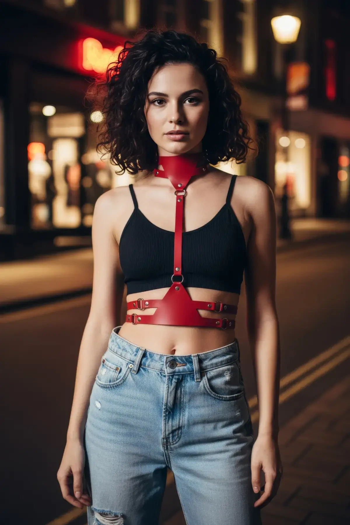 Kırmızı Kadın Kemer Deri Vücut Aksesuarı - Brf22