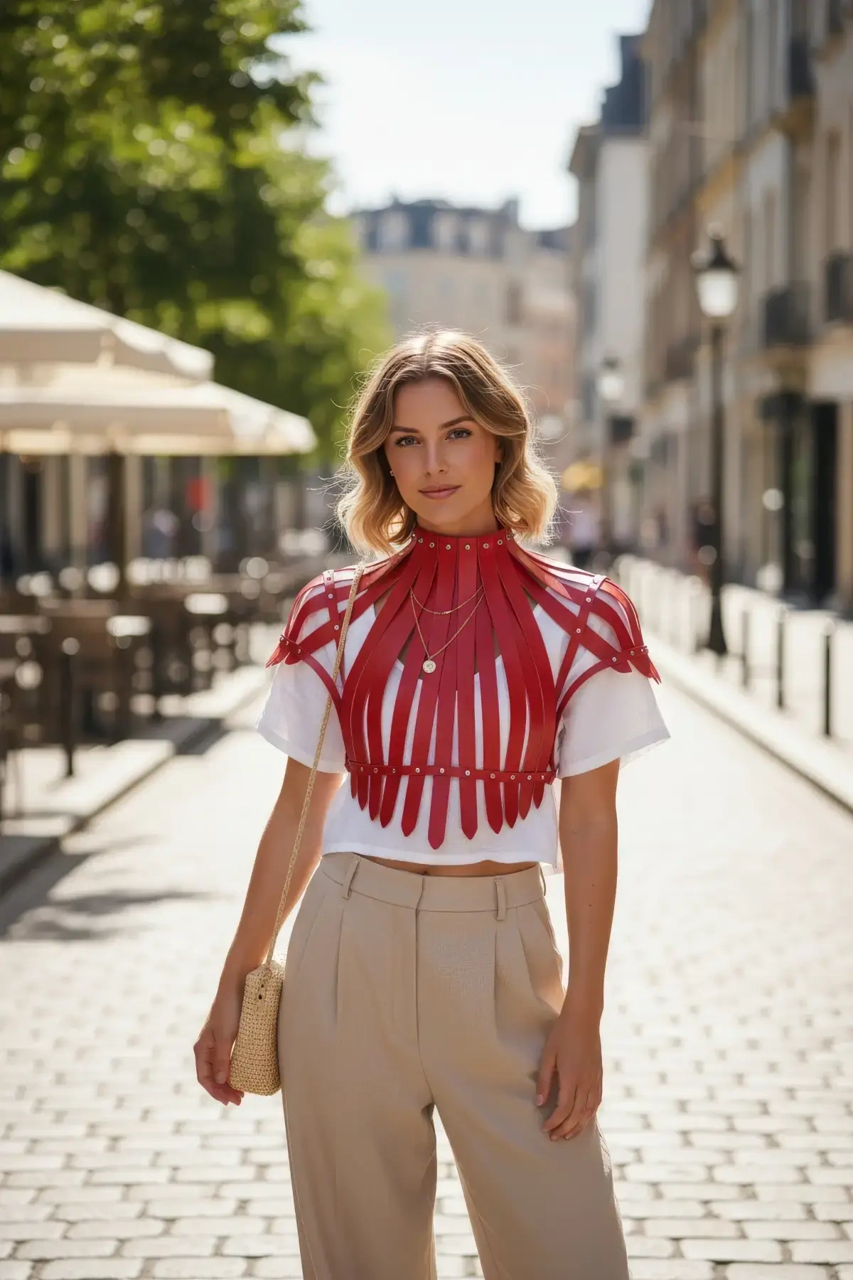 Kırmızı Kadın Kemer Deri Zımbalı Korse Detaylı - Brf1257