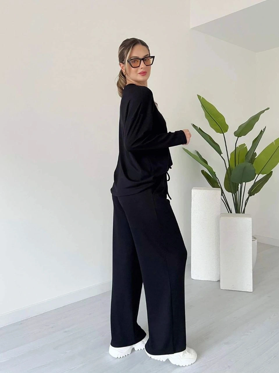 Kollu modal takım siyah