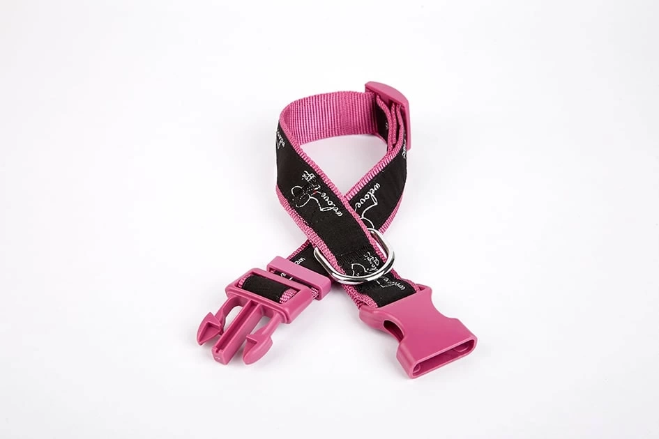 Köpek Desenli Dokuma Köpek Boyun Tasması 3 cm x 36-60 cm Mor