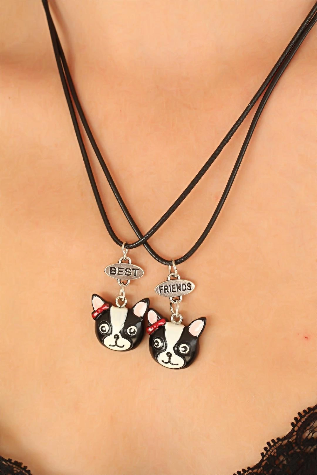 Köpek Figürlü  Best Friends Kolye