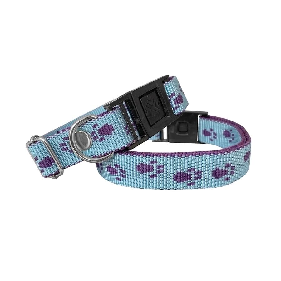 Köpek Tasması Patili Dokuma 2 cm - Min: 30 cm - Max: 50 cm Açık Mavi