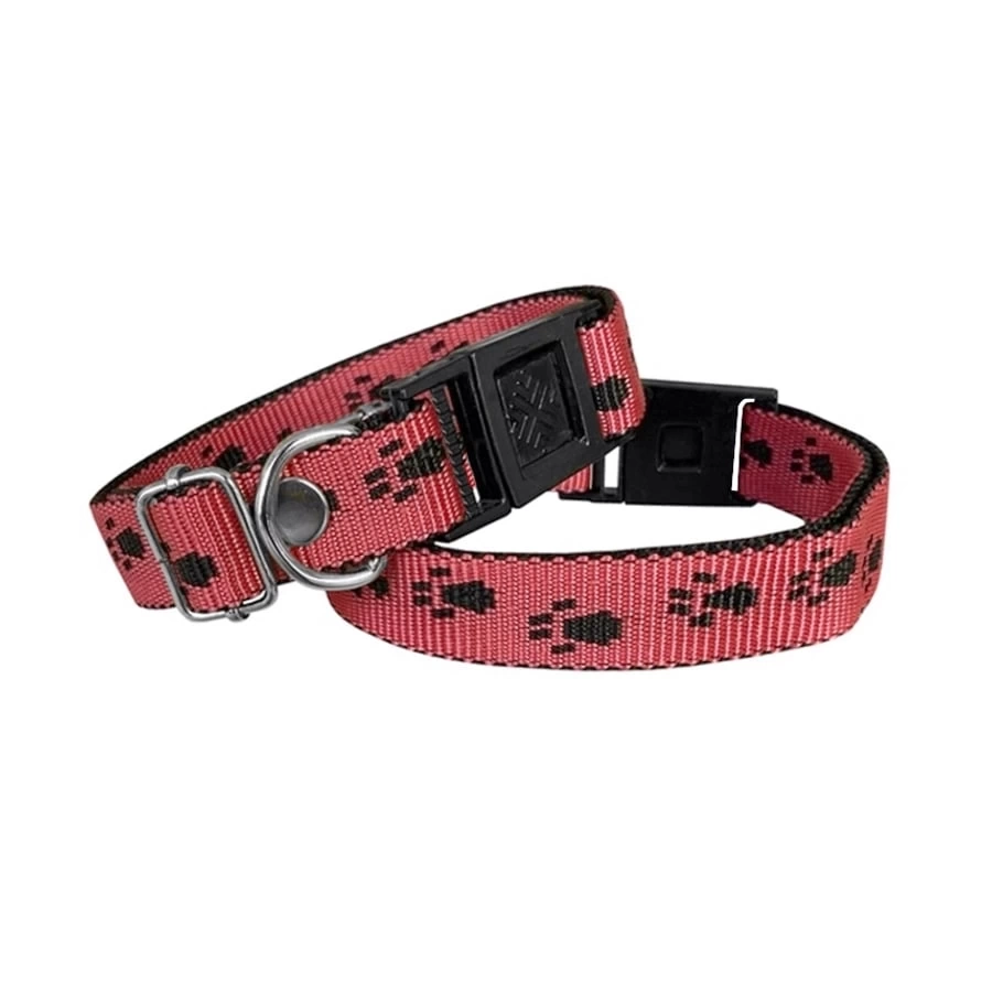 Köpek Tasması Patili Dokuma 2 cm - Min: 30 cm - Max: 50 cm Kırmızı
