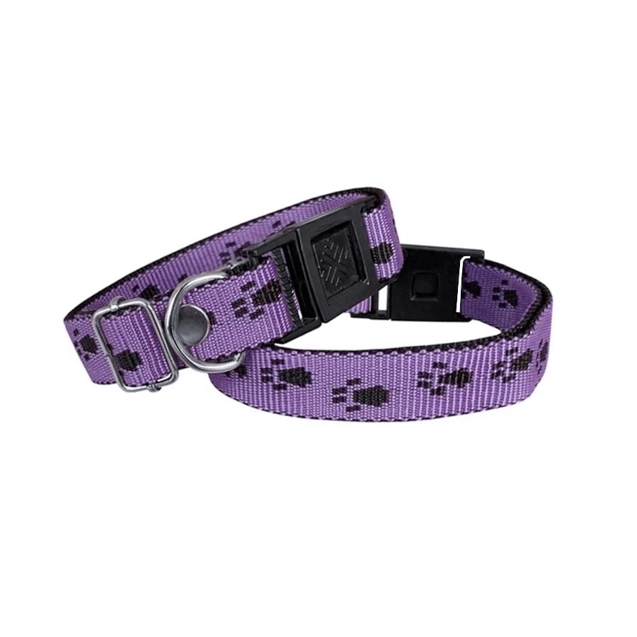Köpek Tasması Patili Dokuma 2 cm - Min: 30 cm - Max: 50 cm Mor