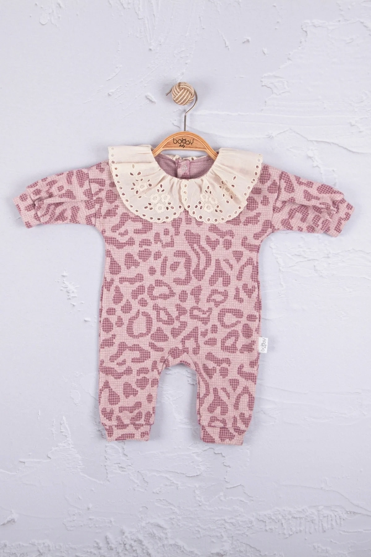 Leopar Dama Desenli % 100 Pamuk Kız Bebek Tulum