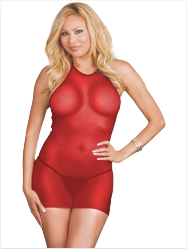 Lesca Büyük Beden Kırmızı Fantazi Seksi Tül Babydoll