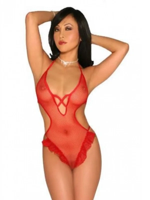 Lesca Fantazi Kırmızı Tül Kurdaleli Seksi Babydol