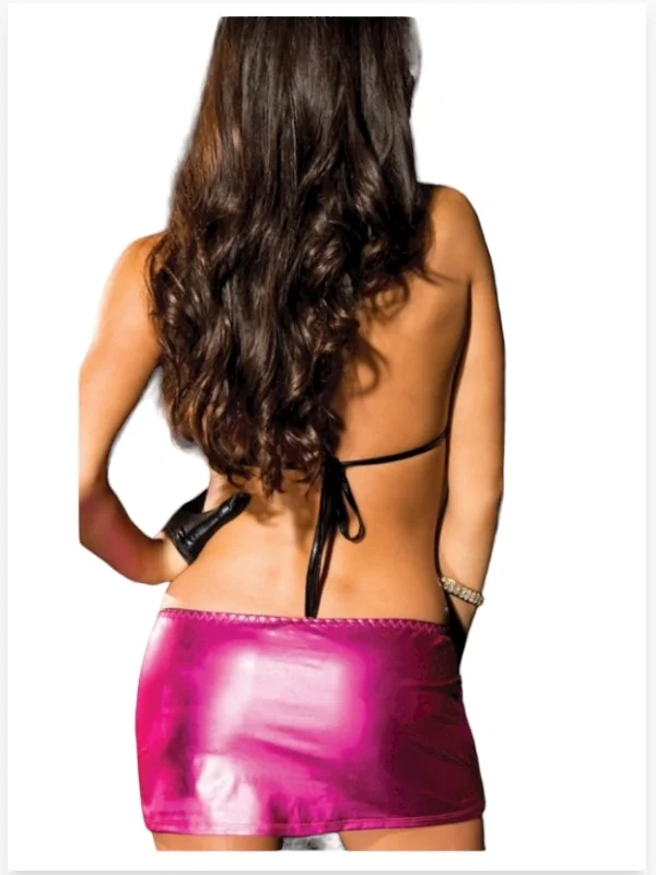 Lesca Fantezi Arkası Açık Seksi Pembe Elbise