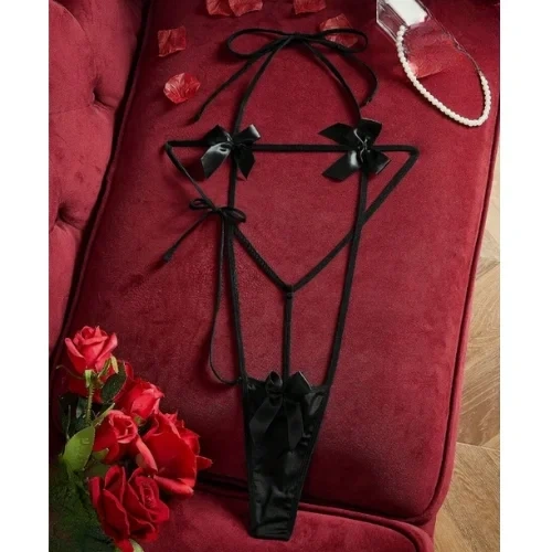 Lesca Fantezi Fiyonklu Lastik Gecelik (eldivensiz)