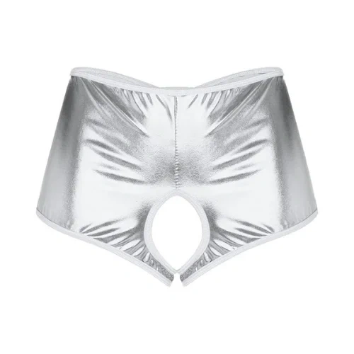 Lesca Fantezi Gümüş Özel Bölgeleri Açık Parlak Külot