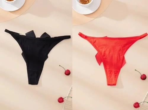 Lesca Fantezi Kadın 2li Fiyonklu Halkalı Tanga