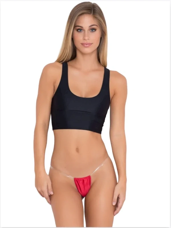 Lesca Fantezi Kırmızı Şefaf Lastikli Tanga