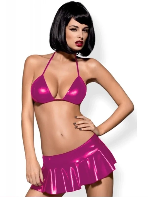 Lesca Fantezi Pembe Mini Etekli Seksi Sütyentakım Seksi İç Giyim
