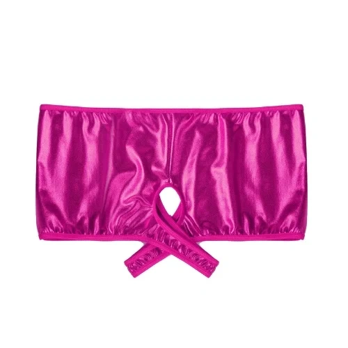 Lesca Fantezi Pembe Özel Bölgeleri Açık Parlak Külot