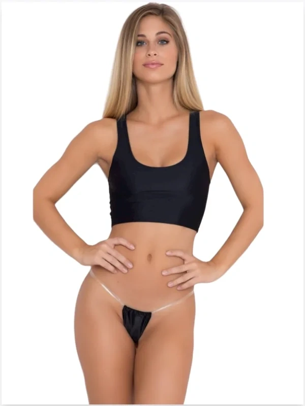 Lesca Fantezi Şefaf Lastikli Siyah Tanga