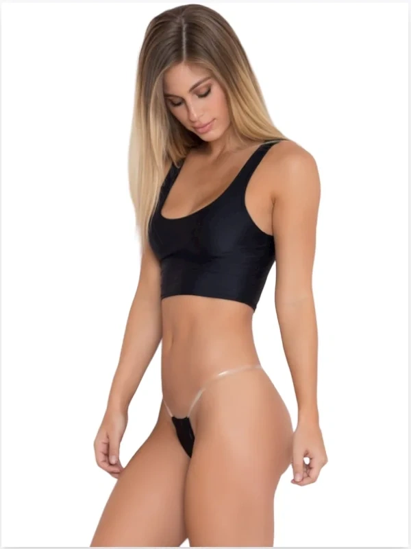 Lesca Fantezi Şefaf Lastikli Siyah Tanga